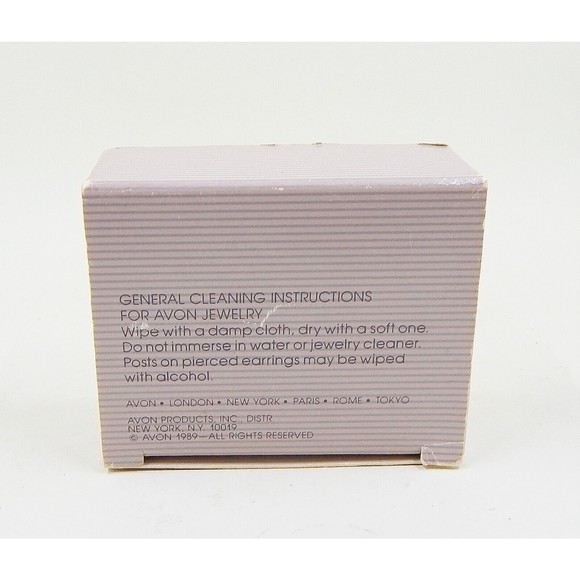 Avon Art Deco Faux Marcasite Pearlized Cream Black Enamel Fan Earrings Pin - Picture 12 of 12